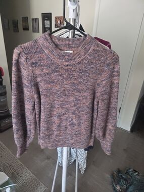 Madewell Marled Pink and Gray Crewneck Sweater